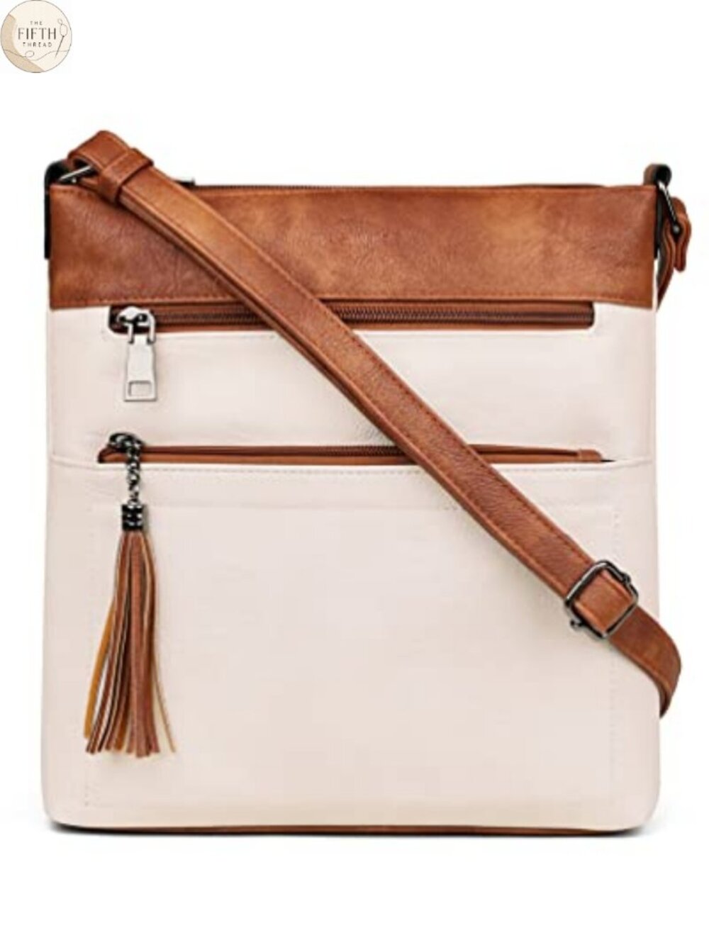 Vegan PU Leather Crossbody Bag Multi Pocket Purse Adjustable Strap